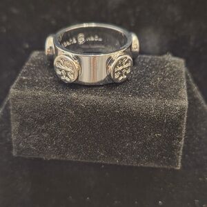 Tory Burch Silver Tone Miller Raised Stud Band Ring Size 6